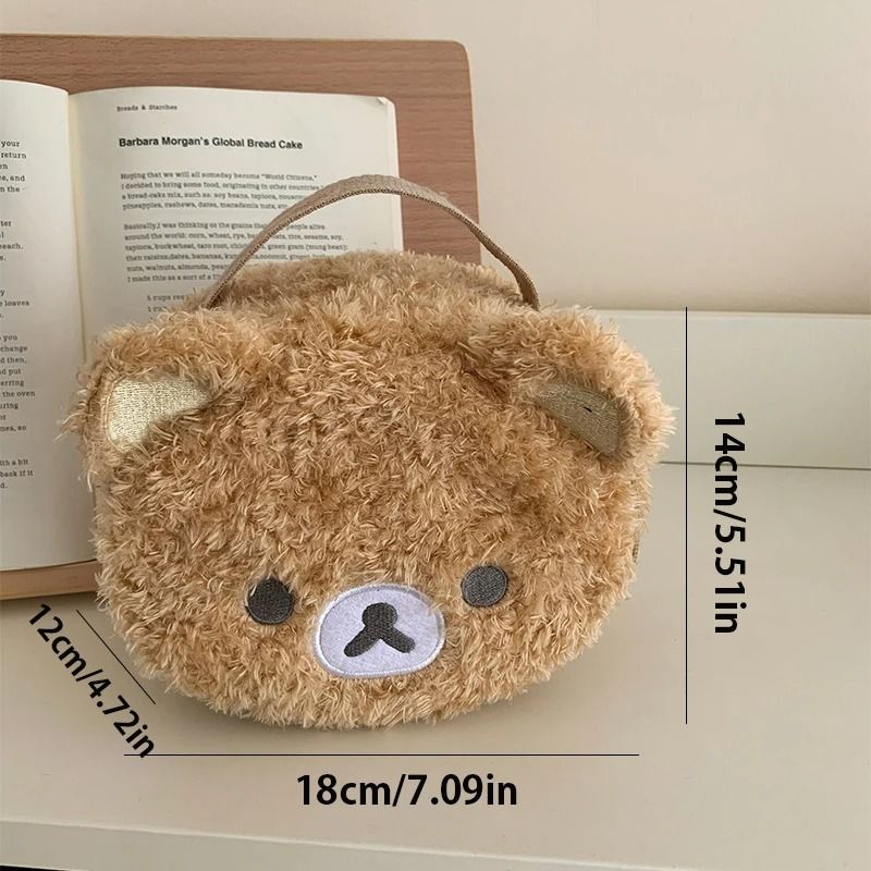 Plush Makeup Case  Cute Bear Cosmetic Bag And Jewelry Organizer For Women And Girls 5
