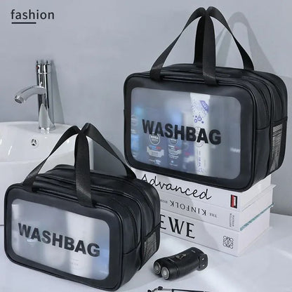 Dry Wet Separation Transparent Makeup Bag – Portable PU Travel Cosmetic Organizer