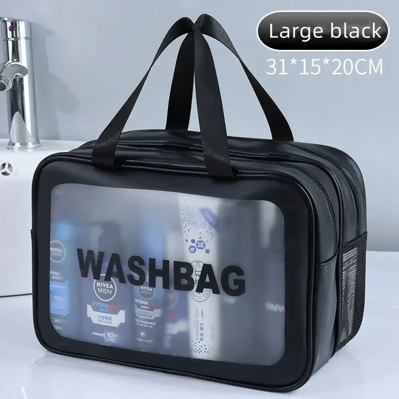 Dry Wet Separation Transparent Makeup Bag  Portable PU Travel Cosmetic Organizer 3