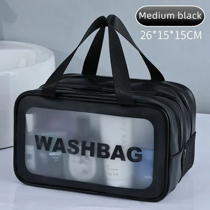 Dry Wet Separation Transparent Makeup Bag  Portable PU Travel Cosmetic Organizer 4