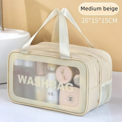 Dry Wet Separation Transparent Makeup Bag  Portable PU Travel Cosmetic Organizer 6
