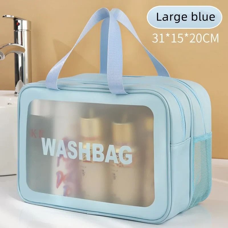 Dry Wet Separation Transparent Makeup Bag  Portable PU Travel Cosmetic Organizer 10