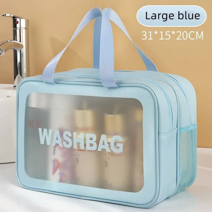 Dry Wet Separation Transparent Makeup Bag  Portable PU Travel Cosmetic Organizer 10