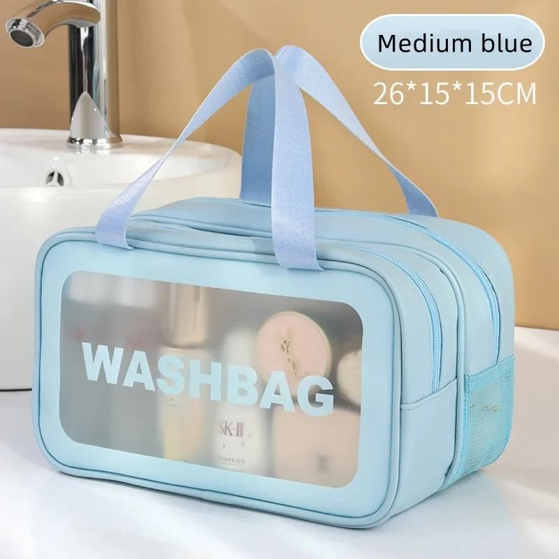 Dry Wet Separation Transparent Makeup Bag  Portable PU Travel Cosmetic Organizer 11