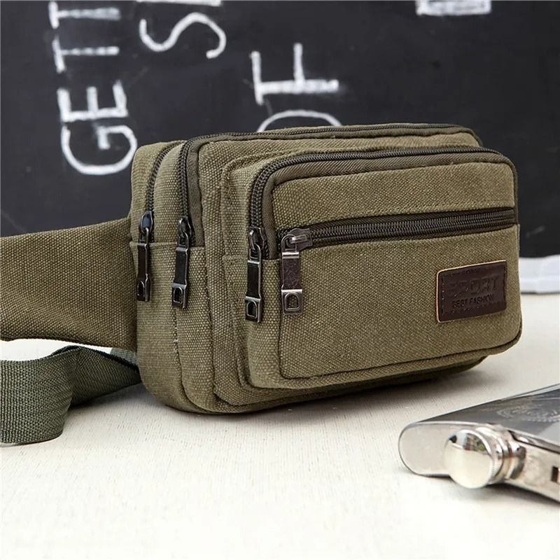 Canvas Outdoor Waist Bag  Durable High Capacity Sports Belt Pack For Men 5