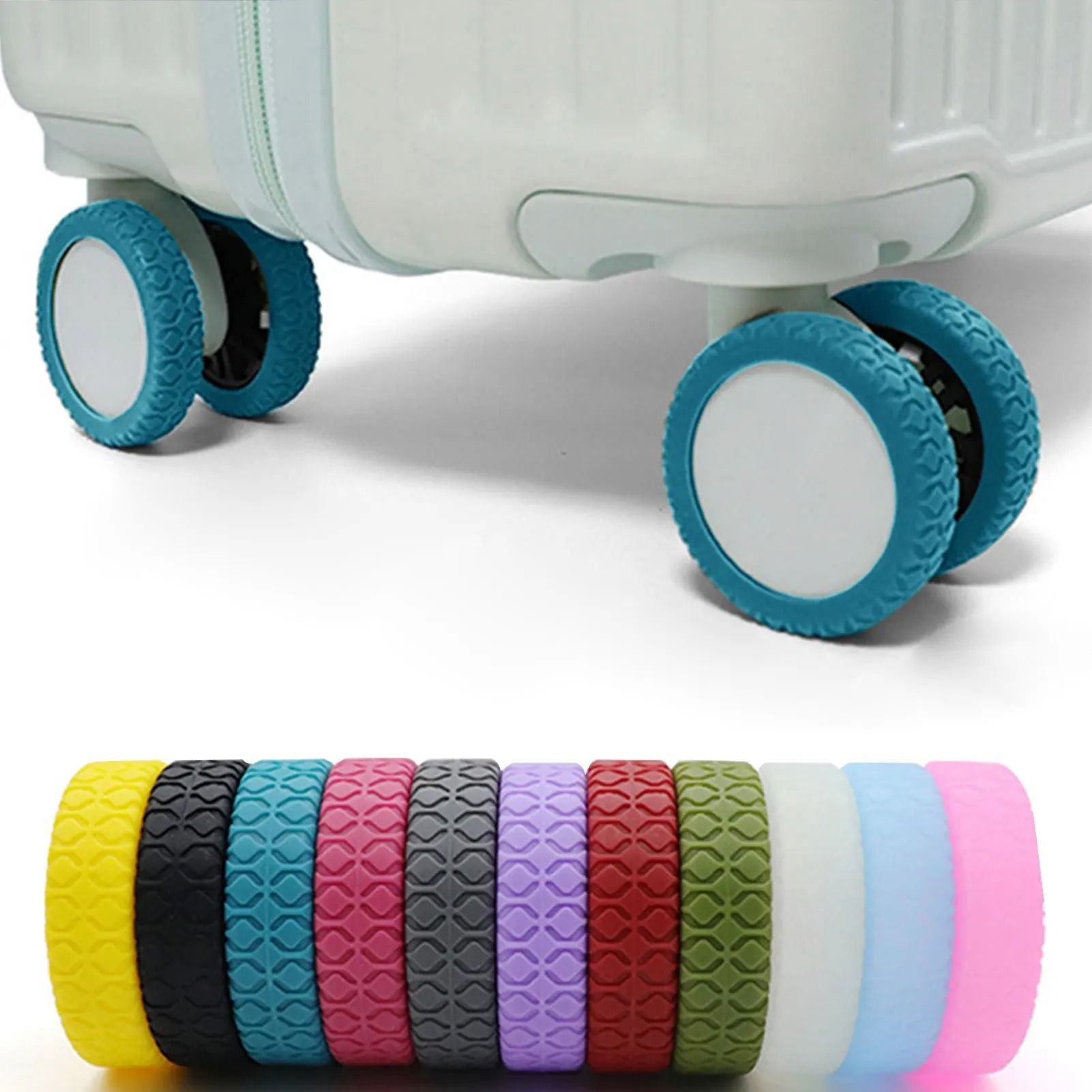 Silicone Luggage Wheel Covers – Noise Reducing and Protective Travel Wheel Guards