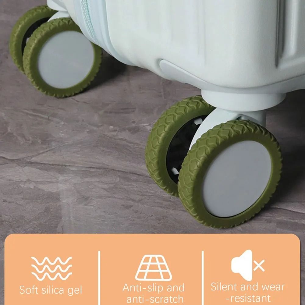 Silicone Luggage Wheel Covers  Noise Reducing And Protective Travel Wheel Guards 1
