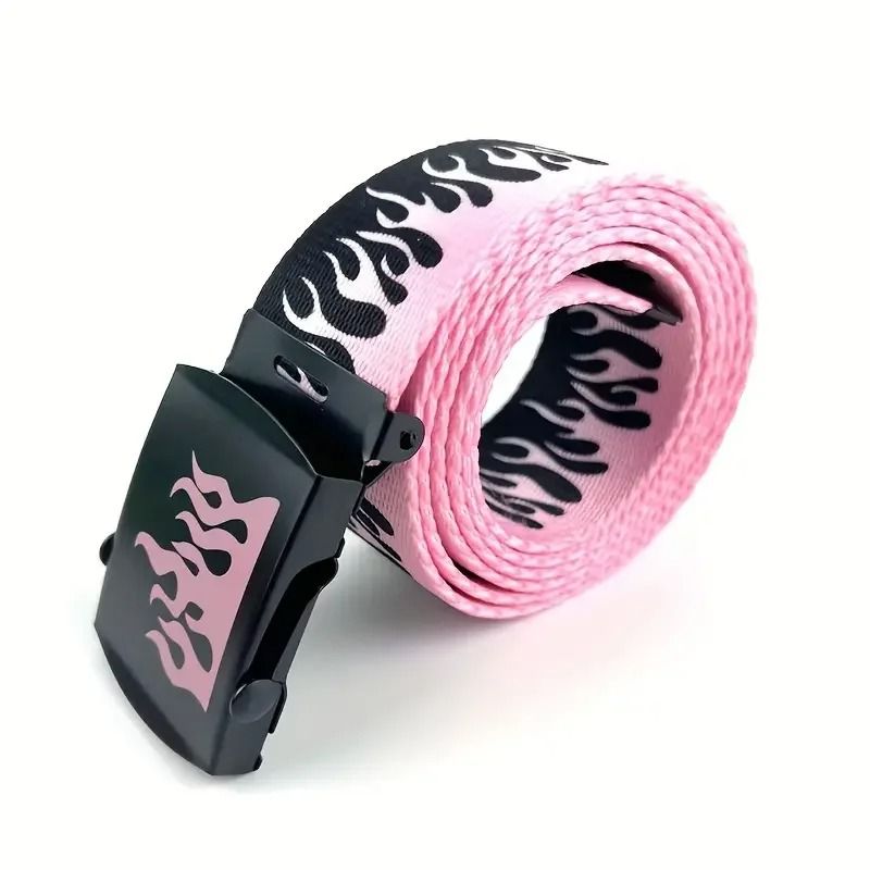 Punk Style Flame Belt – Trendy Streetwear Accessory for Men and Women