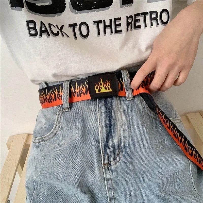 Punk Style Flame Belt  Trendy Streetwear Accessory For Men And Women 3