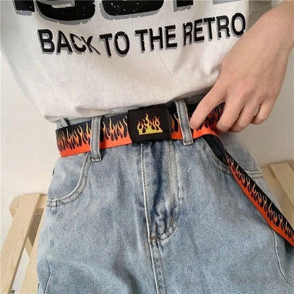 Punk Style Flame Belt  Trendy Streetwear Accessory For Men And Women 3