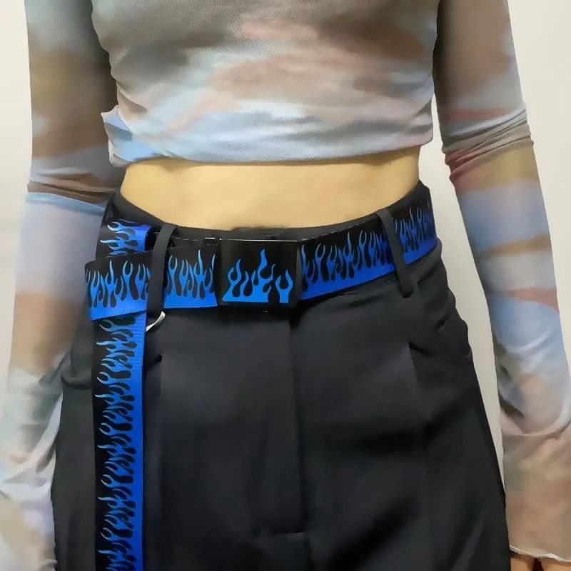 Punk Style Flame Belt  Trendy Streetwear Accessory For Men And Women 4