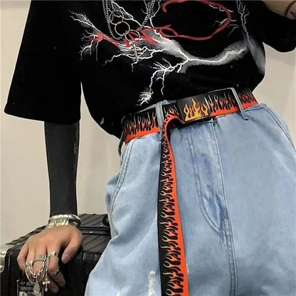 Punk Style Flame Belt  Trendy Streetwear Accessory For Men And Women 5