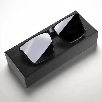 Men Simple Black Square Sunglasses – Classic UV Protection Shades for Travel and Driving