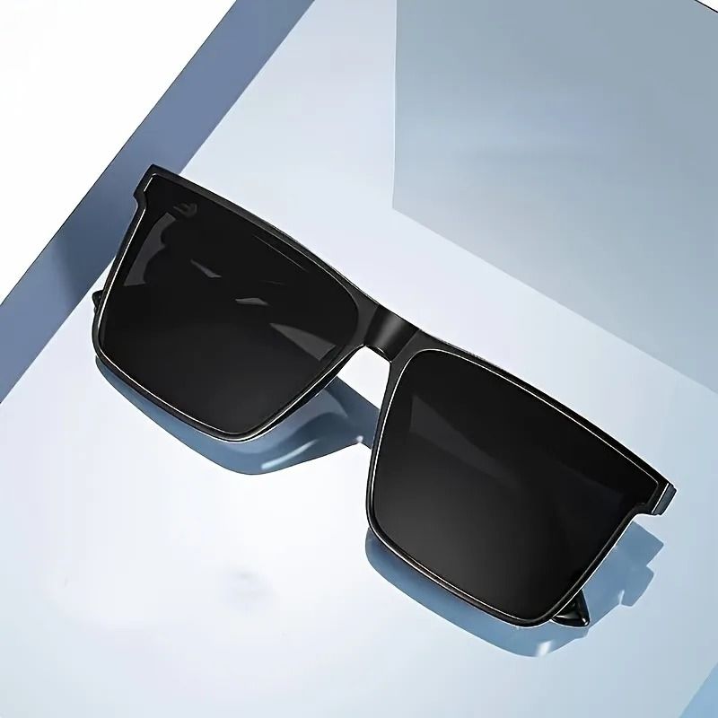 Men Simple Black Square Sunglasses  Classic UV Protection Shades For Travel And Driving 4