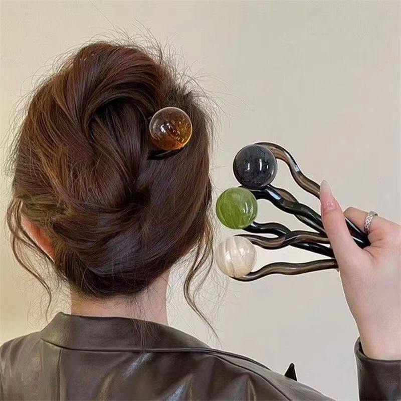 Pastel Pearl Hair Accessories for Women U Shaped Hairpin Bun Fork