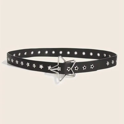 Star Riot Y2K Punk Rivet Belt  Black PU Goth Eyelet Belt For Jeans  Skirts 3