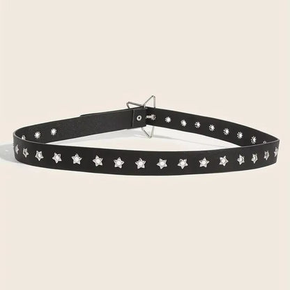Star Riot Y2K Punk Rivet Belt  Black PU Goth Eyelet Belt For Jeans  Skirts 4