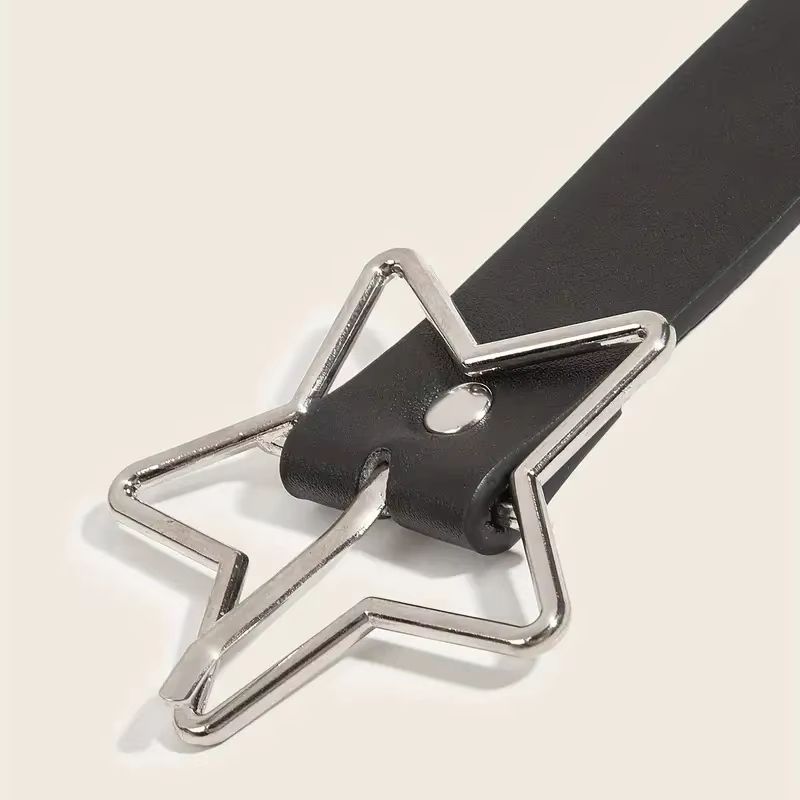 Star Riot Y2K Punk Rivet Belt  Black PU Goth Eyelet Belt For Jeans  Skirts 5