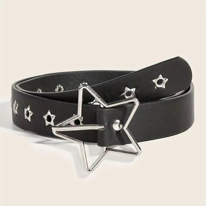 Star Riot Y2K Punk Rivet Belt  Black PU Goth Eyelet Belt For Jeans  Skirts 6