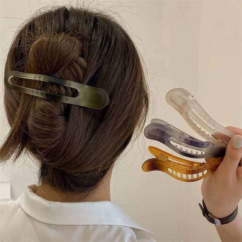 Matte Bow Duckbill Hair Clips – Solid Color Acrylic Hair Claws for Women