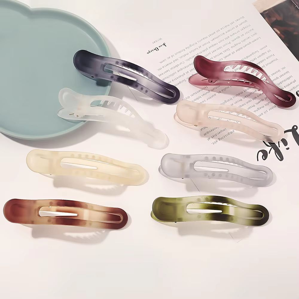 Matte Bow Duckbill Hair Clips  Solid Color Acrylic Hair Claws For Women 3