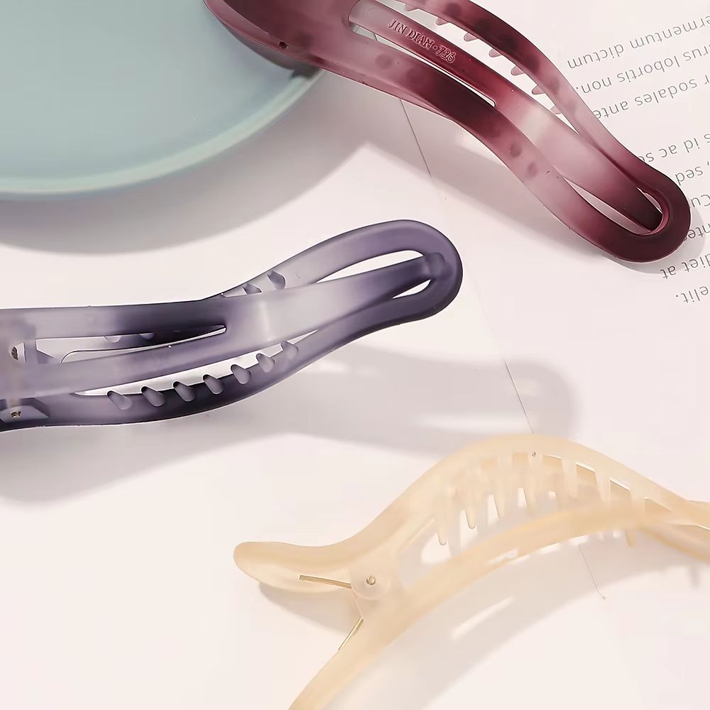 Matte Bow Duckbill Hair Clips  Solid Color Acrylic Hair Claws For Women 4