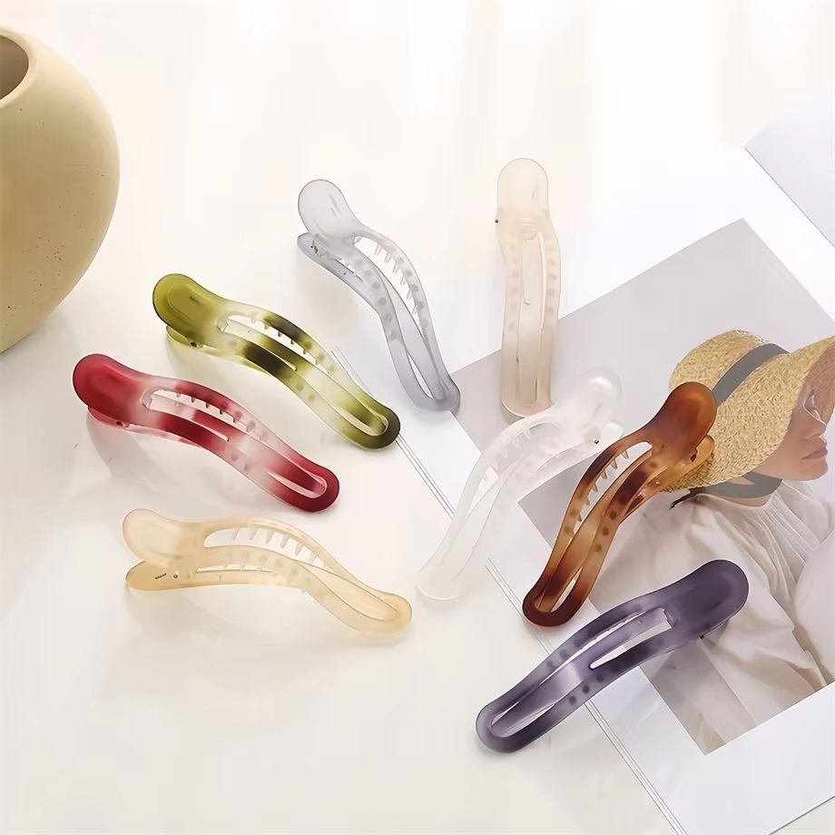 Matte Bow Duckbill Hair Clips  Solid Color Acrylic Hair Claws For Women 17