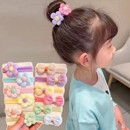 Princess Blossom Flower Hair Ties Set 12PCS Elastic Bow Scrunchies For Girls And Women 1