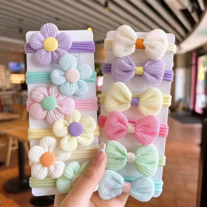 Princess Blossom Flower Hair Ties Set 12PCS Elastic Bow Scrunchies For Girls And Women 2