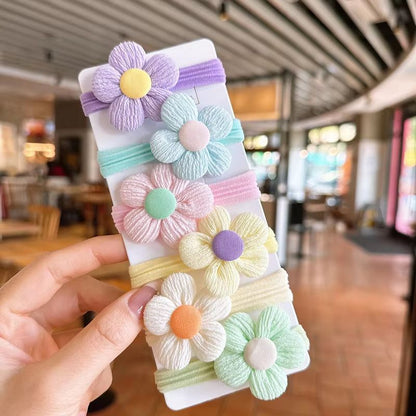 Princess Blossom Flower Hair Ties Set 12PCS Elastic Bow Scrunchies For Girls And Women 5