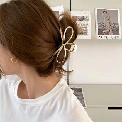 Elegant Bow Metal Hair Claw Clip  Gold  Silver Geometric Hollow Hairpin For Women 2