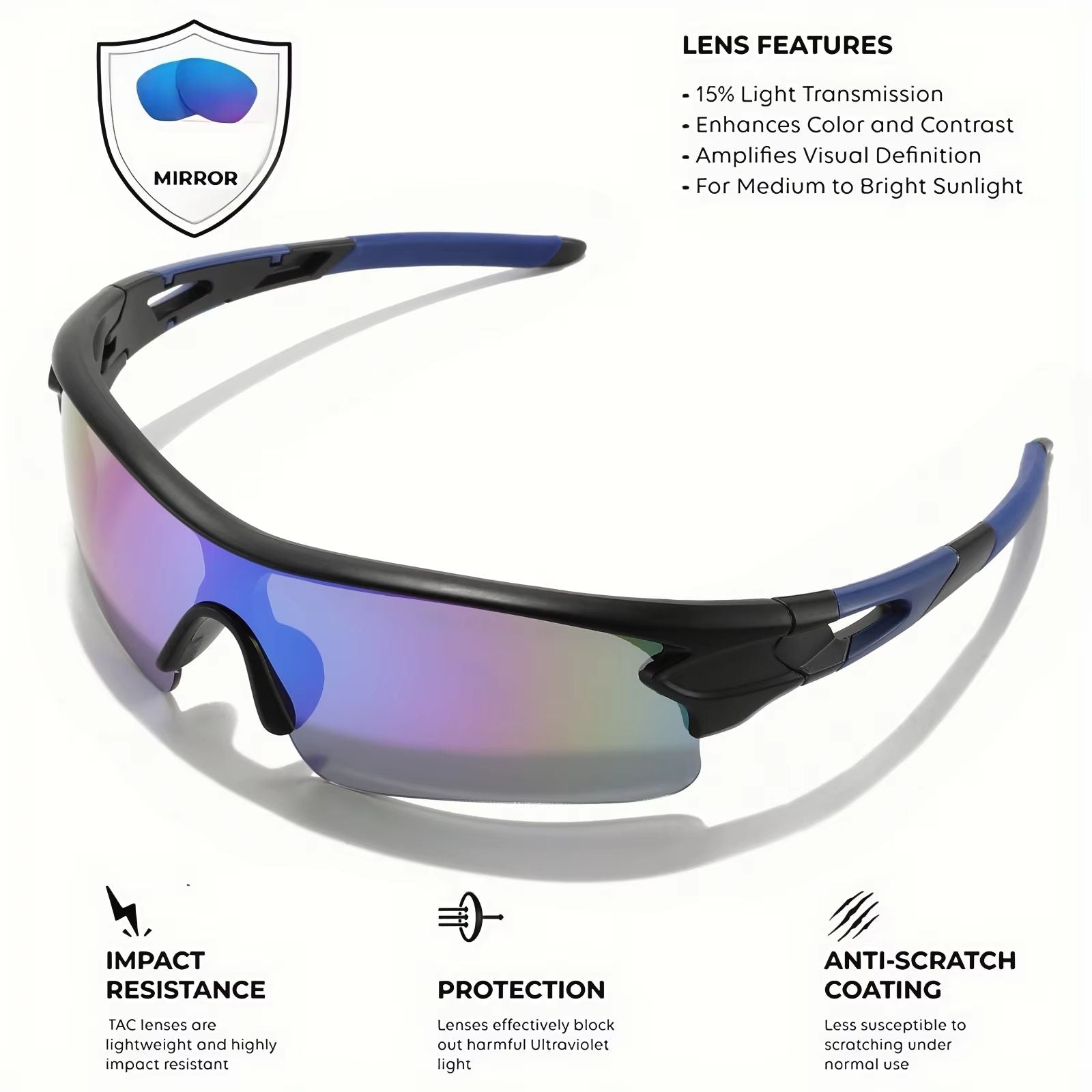 AeroShield UV400 Sports Sunglasses  Lightweight FullCover Wrap Eyewear For Cycling Hiking  Daily Us 3
