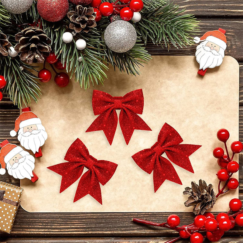 Glitter Bows Christmas Tree, Bowknot Ornaments, Party Xmas Decoration, Home Happy New Year Navidad Decoration