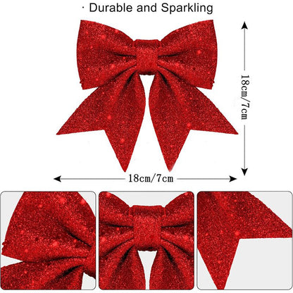Glitter Bows Christmas Tree, Bowknot Ornaments, Party Xmas Decoration, Home Happy New Year Navidad Decoration