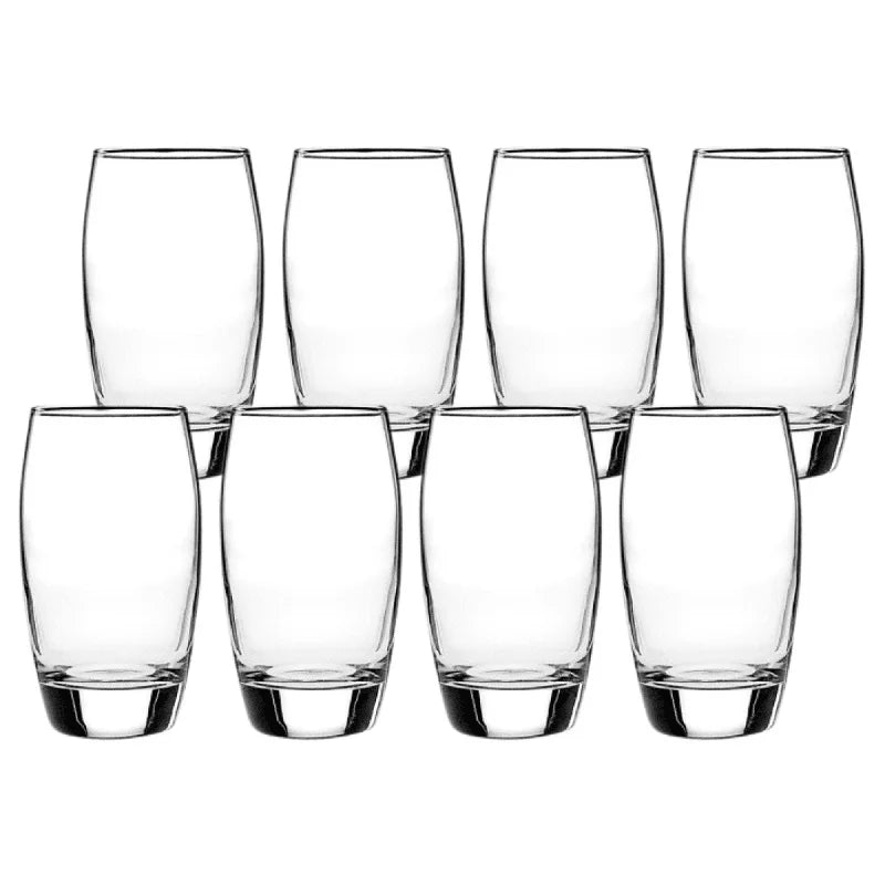 Drinking Glass Set, Heavy Base Clear Glassware, Durable Home Cups, Dishwasher Safe Tumblers for Everyday or Formal
