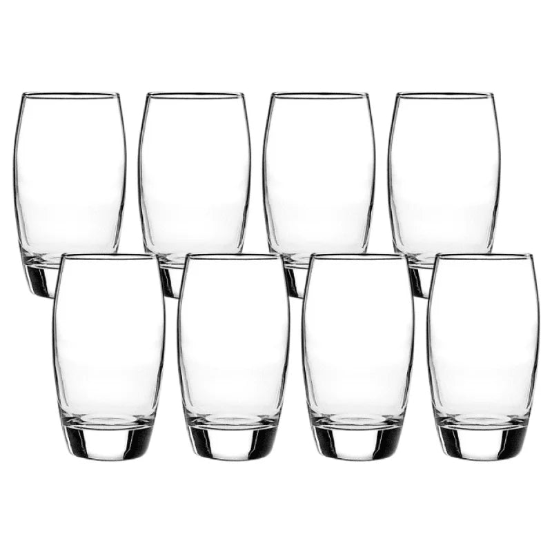 Drinking Glass Set, Heavy Base Clear Glassware, Durable Home Cups, Dishwasher Safe Tumblers for Everyday or Formal