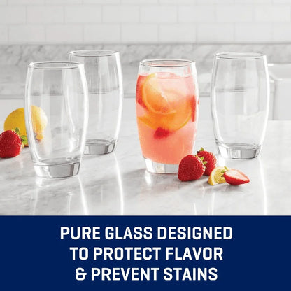Drinking Glass Set, Heavy Base Clear Glassware, Durable Home Cups, Dishwasher Safe Tumblers for Everyday or Formal