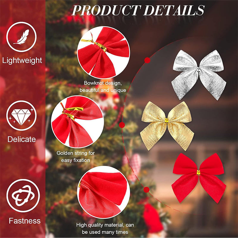 Red Mini Xmas Tree Bowknot, Christmas Glitter Bow, Home Decoration, Wedding Decor, Navidad, New Year Party