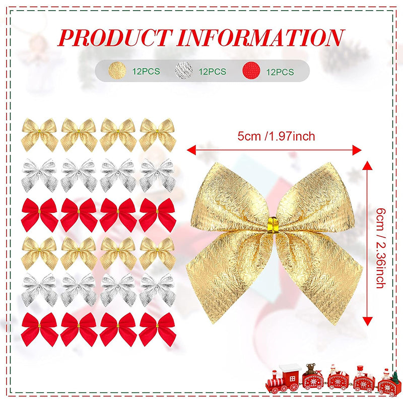 Red Mini Xmas Tree Bowknot, Christmas Glitter Bow, Home Decoration, Wedding Decor, Navidad, New Year Party