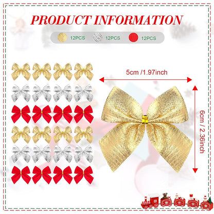 Red Mini Xmas Tree Bowknot, Christmas Glitter Bow, Home Decoration, Wedding Decor, Navidad, New Year Party