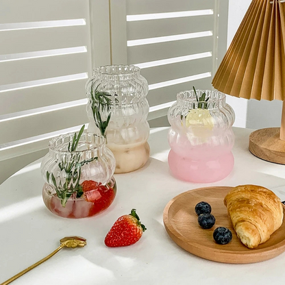 Heat-Resistant Transparent Glass Cup, Tumbler Drinkware for Tea Juice Milk Coffee, Home Water Glasses Stripe Mug