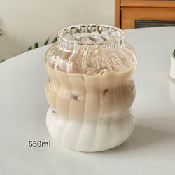 Heat-Resistant Transparent Glass Cup, Tumbler Drinkware for Tea Juice Milk Coffee, Home Water Glasses Stripe Mug