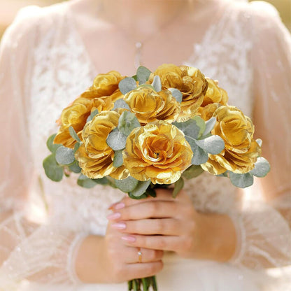 Fake Rose Flowers, Artificial Bulk Roses for Wedding Party, Home Room Halloween Thanksgiving Christmas Decor