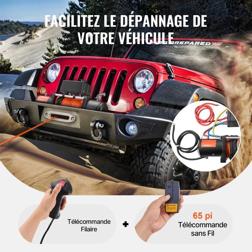 Electric Winch For Truck Synthetic Rope Wireless And Wired Control Heavy Duty For OffRoad SUV Jeep  4