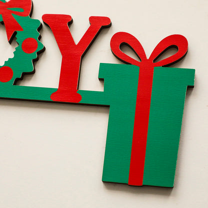 Christmas JOY Door Topper Decor Festive Hanging Ornament For Home Door  Office Red And Green Wreath 4