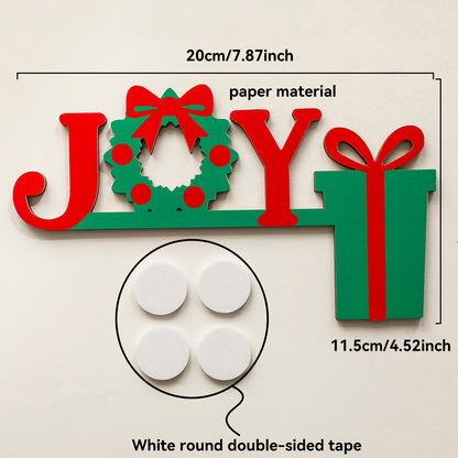 Christmas JOY Door Topper Decor Festive Hanging Ornament For Home Door  Office Red And Green Wreath 5
