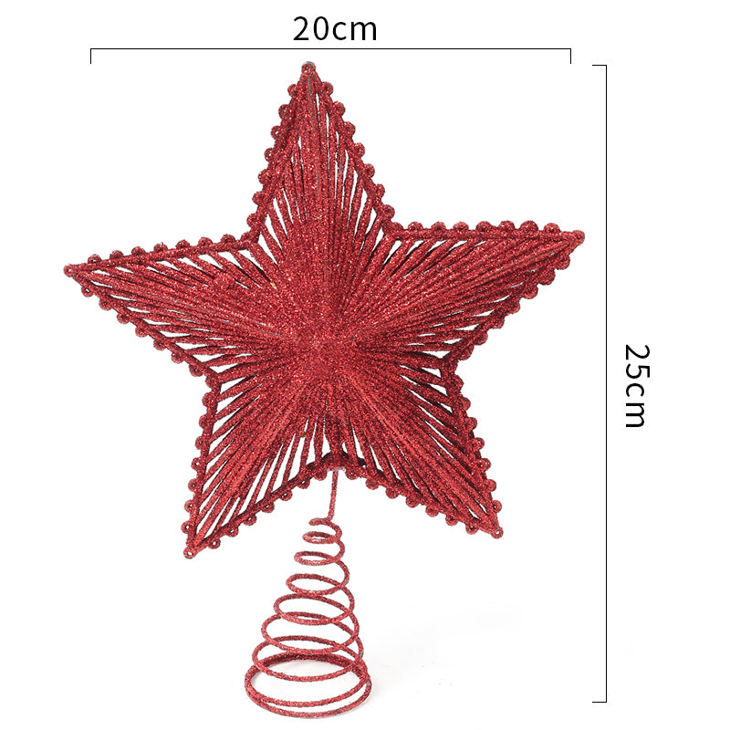 Iron Star Christmas Decor Red Glitter Tree Topper Sparkling Xmas Tree Ornament Navidad New Year Nat 5