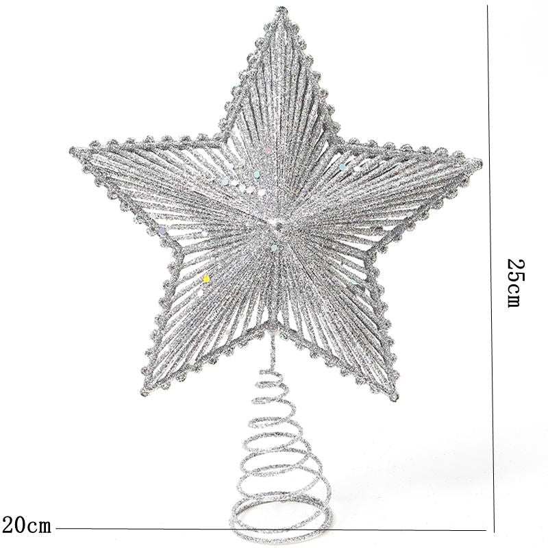 Iron Star Christmas Decor Red Glitter Tree Topper Sparkling Xmas Tree Ornament Navidad New Year Nat 7