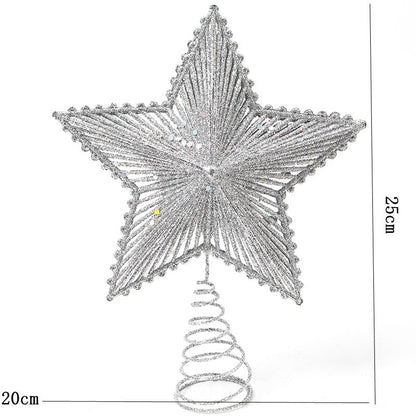 Iron Star Christmas Decor Red Glitter Tree Topper Sparkling Xmas Tree Ornament Navidad New Year Nat 7