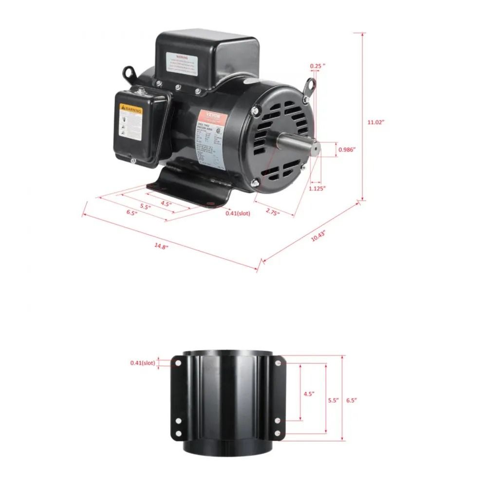 Single Phase Air Compressor Motor Amps HZ Frame CCWCW Rotation 7
